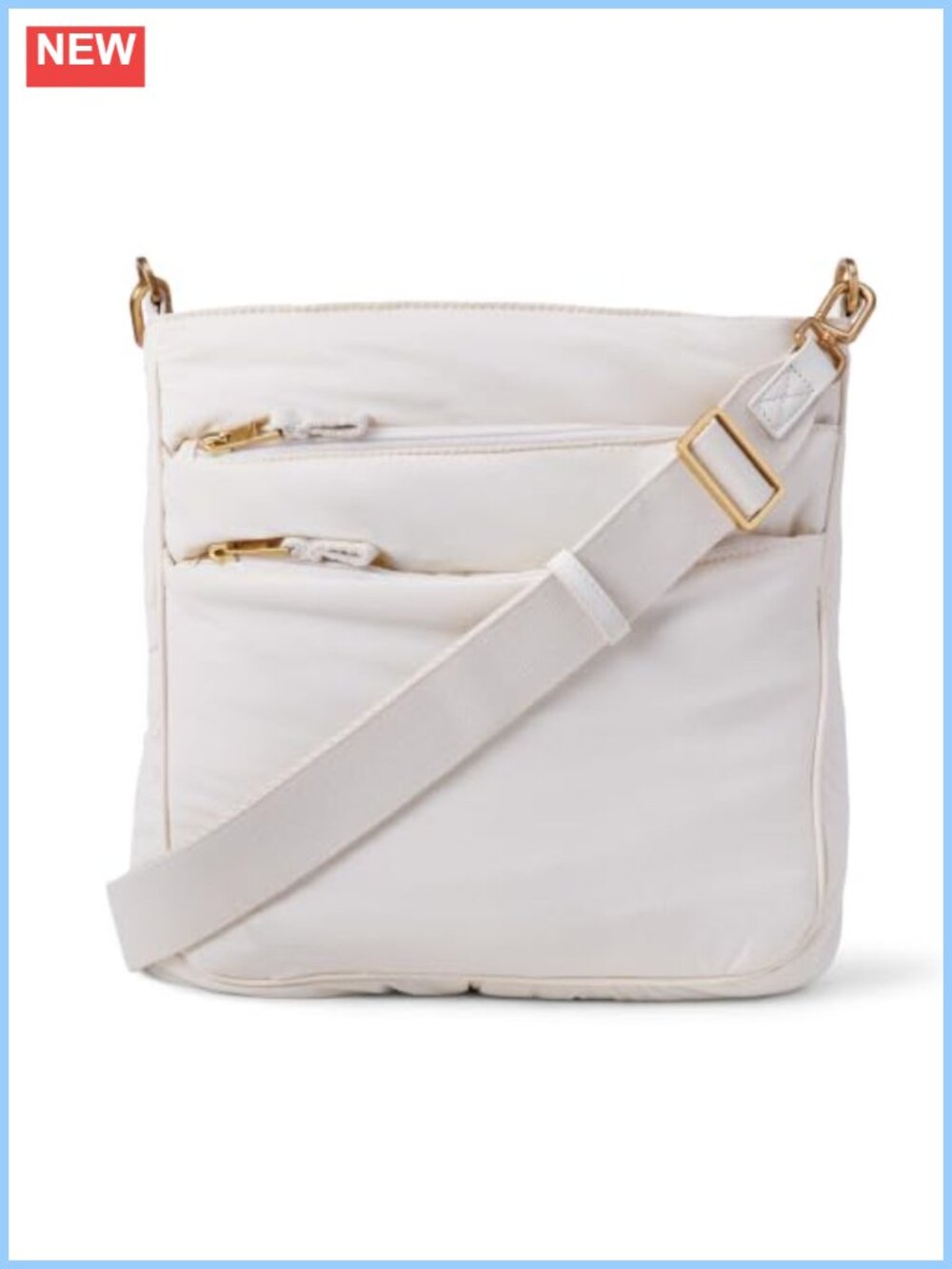 Slim Nylon Crossbody Bag Zip Closure Travel Sling Minimalist